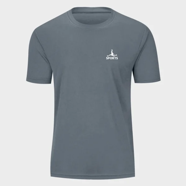 New Summer Men's Sports T-Shirt Solid Color Sports Print Fitness Exercise Jogging Ultra-Thin Breathable Quick Dry Waffle Tees - Image 2