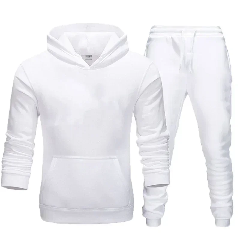 Basic Men/Women 2Pcs/Sets Sweatshirt Hoodies Pants 2024 Male Gyms Fitness Tops Joggers Sportswear Tracksuits - Image 5