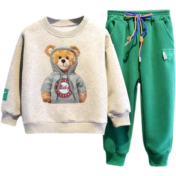 Autumn Baby Girl Boy Clothes Set Children Sports Cartoon Bear Sweatshirt Top and Pants Buttom Two Piece Suit Cotton Tracksuit - Image 5