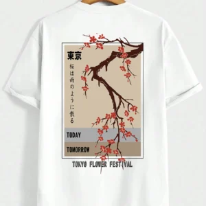 Today Tomorrow Tokyo Flower Festival T Shirt Men Fashion O-Neck Tshirts Summer Cotton Tops Fashion Loose Street Hip Hop T-Shirts