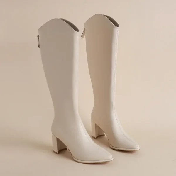Plus Size 34-43 New Women Boots Zipper Thick High Heels Simple Thick High Heels Autumn Winter Boots Knee High Botas - Image 3