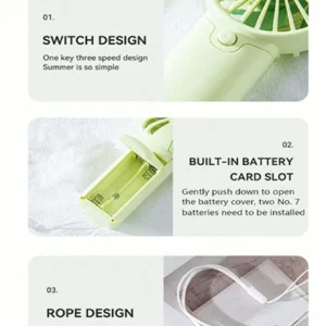 New Handheld Mini Air Conditioner Battery Portable Humidifier Mist Cooler Cooling Spray Humidifier Fan for Home/Office
