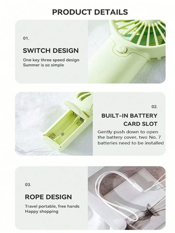 New Handheld Mini Air Conditioner Battery Portable Humidifier Mist Cooler Cooling Spray Humidifier Fan for Home/Office - Image 4
