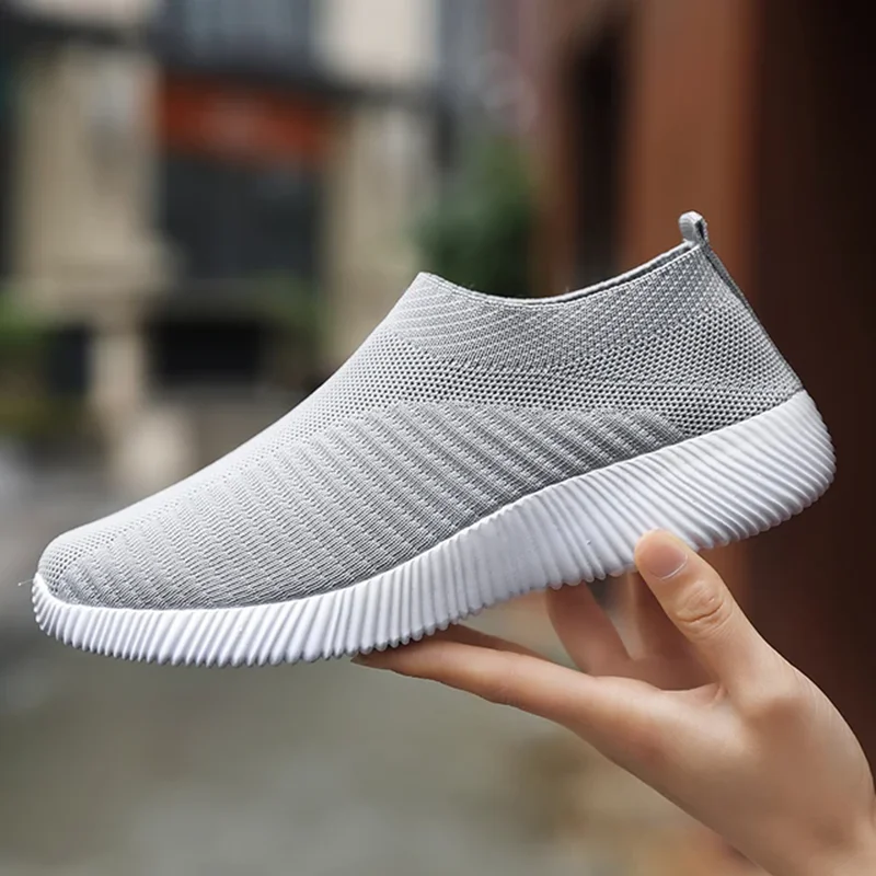 Women Vulcanized Shoes High Quality Sneakers Slip On Flats Shoes for Women Loafers Plus Size Breathable Mesh Walking Sneakers - Image 3