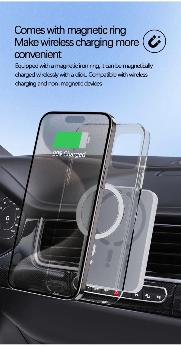 15W Magnetic Car Wireless Charger For Magsafe iPhone 12 13 14 15 16 Pro Max Air Vent Car Phone Holder Stand Fast Car Charging - Image 6
