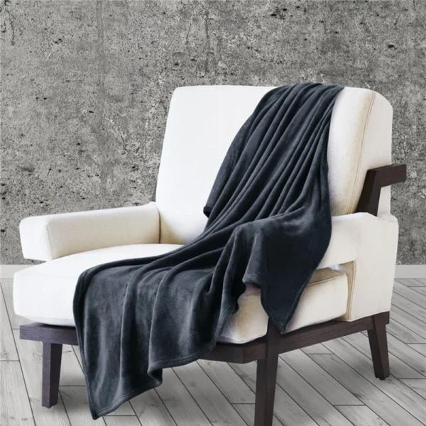 Spring Winter Winter Flannel Blanket Fluffy Warm Soft Sofa Cover Bedspread Solid Blue Black Coral Fleece Plush Blankets For Beds - Image 3