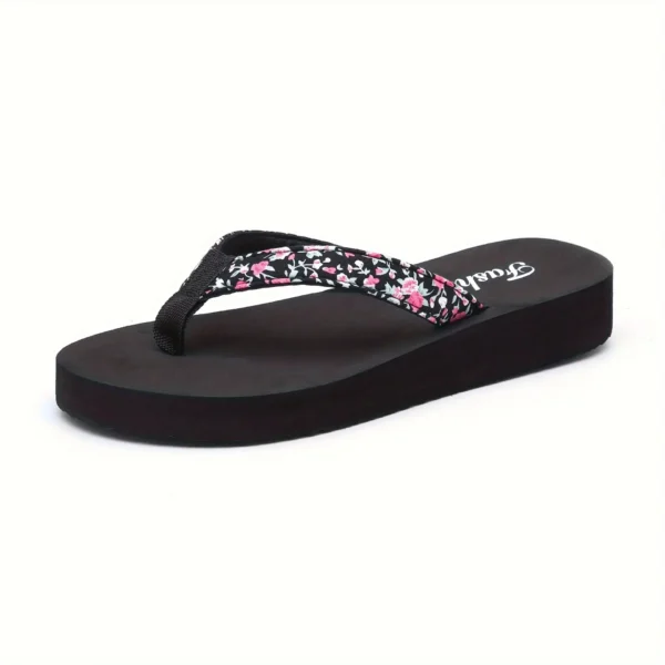 1pc Women's Flower Pattern Fashion Flip Flops Non-slip Lightweight Beach Platform Slippers Women's Footwear Breathable Open Toe - Image 6