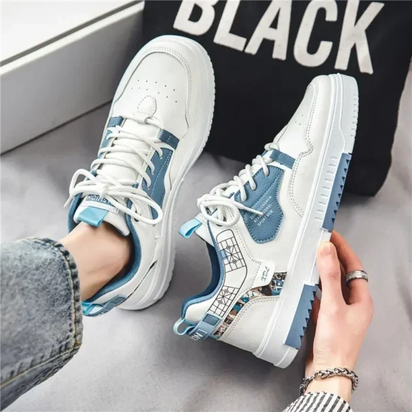 Men's shoes 2024 summer new breathable white shoes men's trendy and versatile thick soled sports board shoes trendy shoes - Image 3