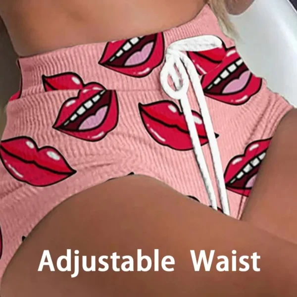 Summer Short Sexy Casual Lips Print Female Sleepwear Suit Pajamas 2pcs Top+Pants Skinng Women Homewear Underwear - Image 4