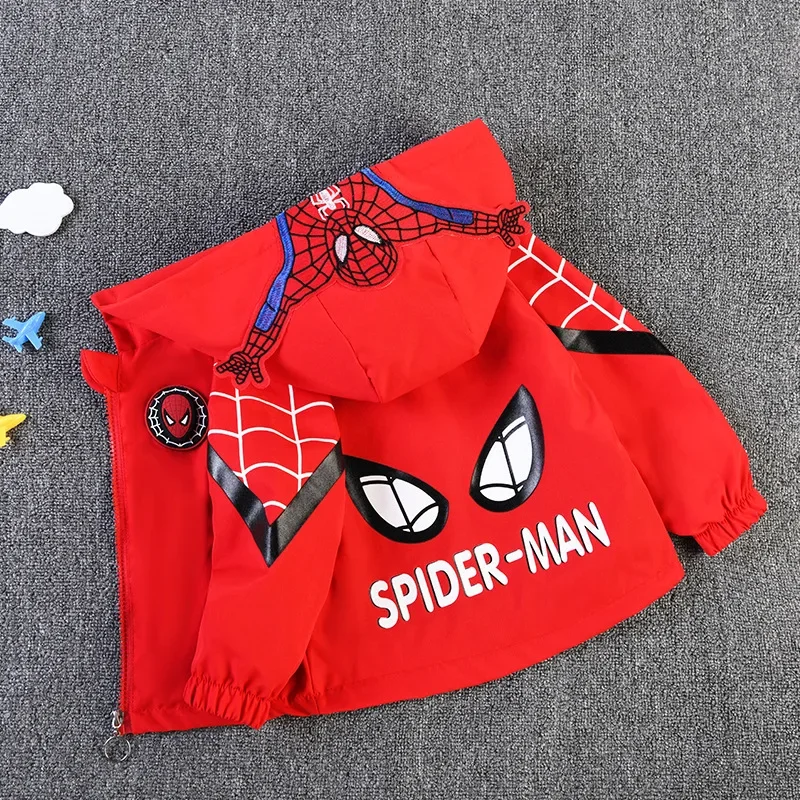 New Spring Autumn Red Blue SpiderMan Thin style Children costume boys Coats Jacket girls Hooded Coat Kids Outwear boy Clothing - Image 3