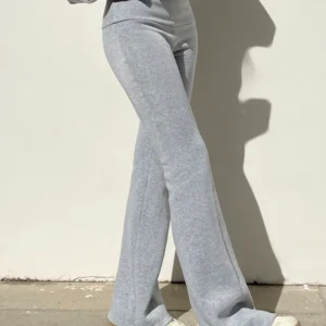 Gray Slim Low Waist Casual Sweatpants For Women Black Solid Simple Basic Flared Pants Sports Jogging Trousers