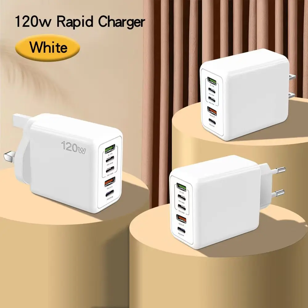 120W PD 5 Port USB Charger Fast Charging QC3.0 USB C Type C Mobile Phone Charger For iPhone Huawei Samsung Xiaomi Quick Charge - Image 4