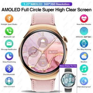GT4Mini NFC Smart Watch Women GPS Tracker 1.27inch AMOLED Screen Blood Sugar Bluetooth Call Lady Smartwatch 2024 New
