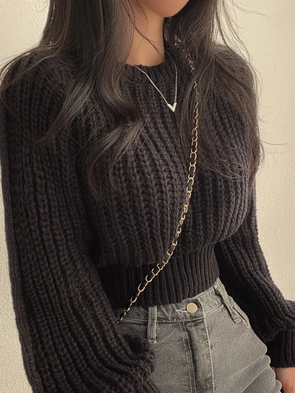 Loose Vintage Harajuku Lantern Long Sleeve Women Sweater Korean Autumn Winter Knitwear Soft Warm Tops Chic Solid Femme Sweater - Image 6