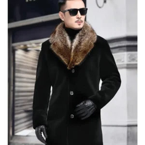 New Woolen Coat Men's Winter Single Breasted Thick Medium Long Woolen Windbreaker Woolen Collar Warm Coat Male Clothing