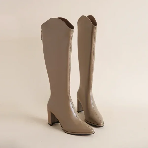 Plus Size 34-43 New Women Boots Zipper Thick High Heels Simple Thick High Heels Autumn Winter Boots Knee High Botas - Image 4