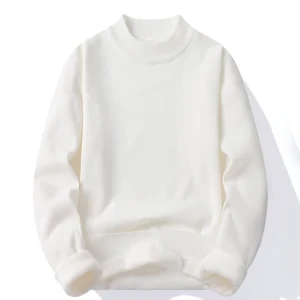 Men's Pullover Soft Sweater Winter Velvet Shirts Brand Clothing Knitted Fleece Warm Cold Blouse Slim Fit Bottom Shirts