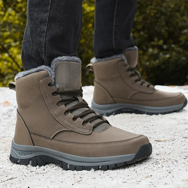 2024 Mens Sneakers Cotton Shoes Winter Plush Trekking Shoe TPR Shoes Non-slip Ankle Boots Waterproof Leather Warm Snow Boots Men - Image 4