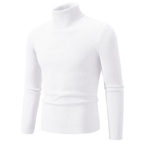 Autumn Men's Casual Sweater Basic Solid Elastic Turtleneck Slim Fit Jumpers Spring Knitted Comfortable Sweaters Pullovers Women - Image 3