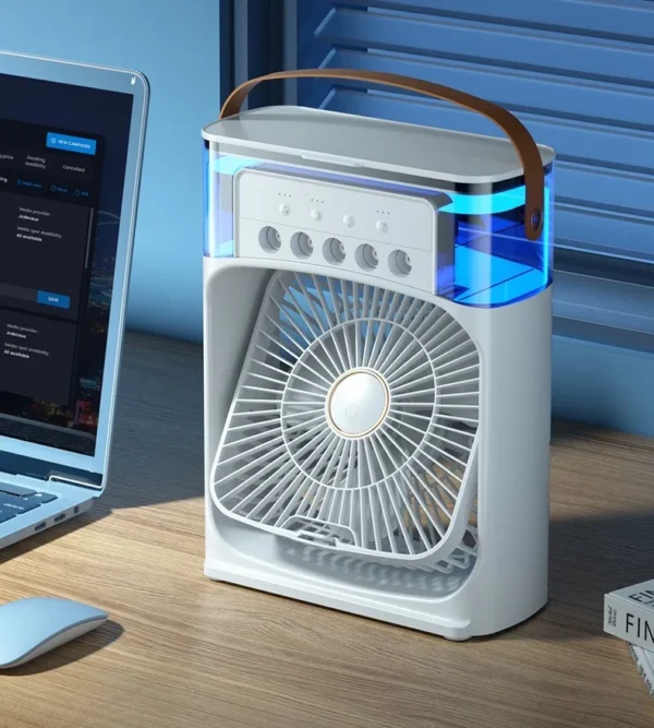 Portable Humidifier Fan AIr Conditioner Household Small Air Cooler Hydrocooling Portable Air Adjustment For Office 3 Speed Fan - Image 4