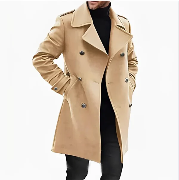 2024 New men's upgraded woolen men's coat for autumn and winter warmth and thickened coat windbreaker