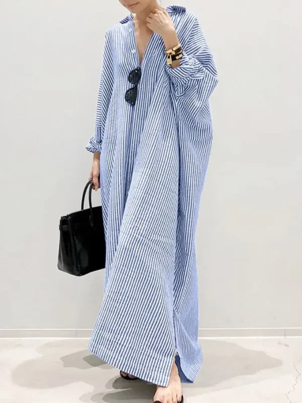 2024 Stripe Printed Beach Party Sundress ZANZEA Autumn Bohemian Women Long Sleeve Lapel Dress Fashion Casual Loose Vestidos