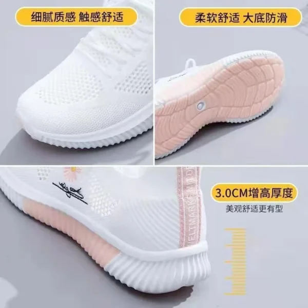 Women Casual Shoes Fashion Breathable Walking Mesh Flat Shoes Sneakers Women Gym Vulcanized Shoes White Female Footwear - Image 3