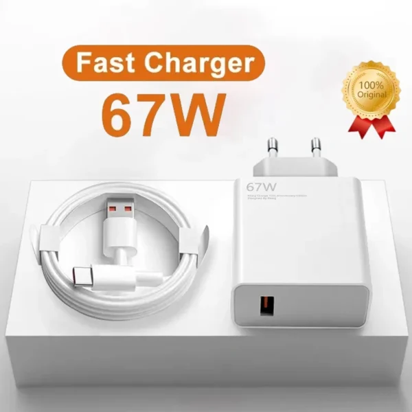 67W USB Super Fast Gallium nitride Charger Power Adapter 6A Type-C Cable Quick Charge Applicable For Xiaomi Samsung Huawei New