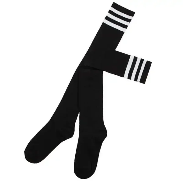 4 Colors Three-Bar Striped Socks Gilr Knee High Socks Cotton Non-Slip Sweat-Absorbing Deodorant Thigh Overknee Long Socks Women - Image 6