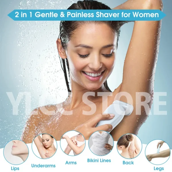 Electric Razors for Women 2 In 1 Bikini Trimmer Face Shavers Hair Removal for Underarms Legs Ladies Body Trimmer IPX7 Waterproof - Image 2