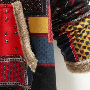 Winter Women Coat Keep Warm Polyester Ethnic Pattern Hooded Ladies Top Casual Anti-fade Long Sleeve Female Coat For Daily Wear