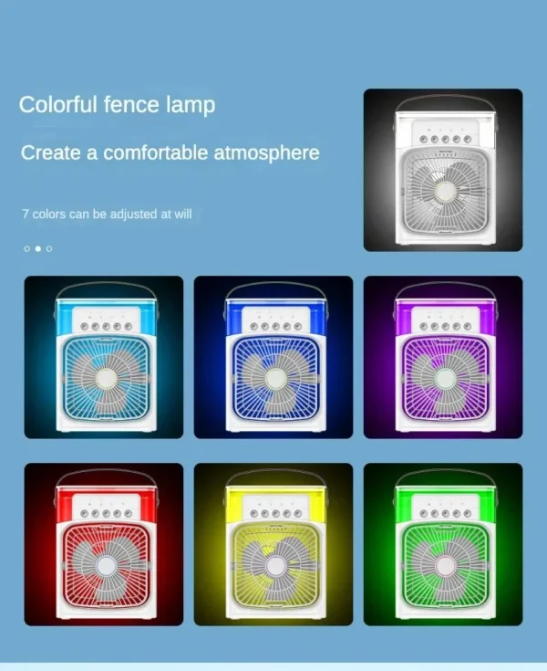 3 In 1 Fan AIr Conditioner Household Small Air Cooler LED Night Light Portable Humidifier Air Adjustment Fan Office Home Fan New - Image 5