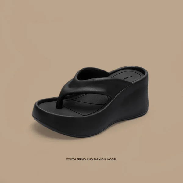 Women's Clip Toe Wedge Flip Flops 2024 Summer Chunky Platform Beach Sandals Woman Thick Sole High Heeled Eva Slippers Slides - Image 6
