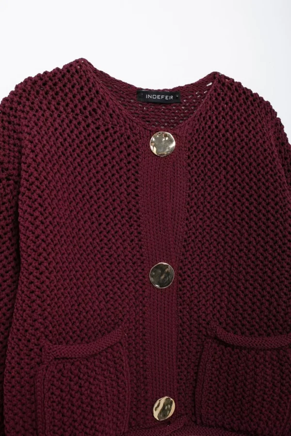 TRAFZA 2024 Autumn Women Knitted Cardigan Metal Buttons O Neck Long Sleeve Sweater With Pockets Casual Office Lady Outerwear Top - Image 3