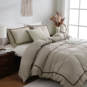 3PCS White And Khaki Duvet Cover Set Ball Comforter Cover Geometric Line Bed set soft lightweight Down Bedding Set All season
