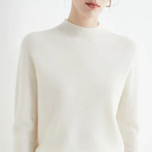 AOSSVIAO 2024 Autumn Winter Solid Mock-neck Pullover Sweater For Women Casual Knitwear Female Clothing Basic Soft Tops