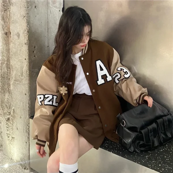 Cross-border Women's Autumn/winter New Style Loose Fit Vintage Unique Sweatshirt Jacket For Couples Baseball Uniform Wholesale