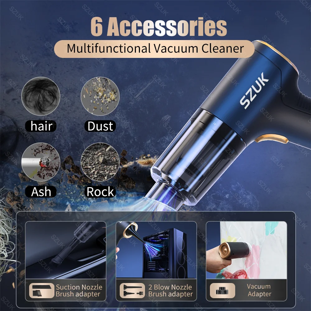 98000PA Car Vacuum Cleaner Mini Cleaning Machine Strong Suction USB Handheld for Car Home Appliance Portable Wireless Cleaner - Image 4