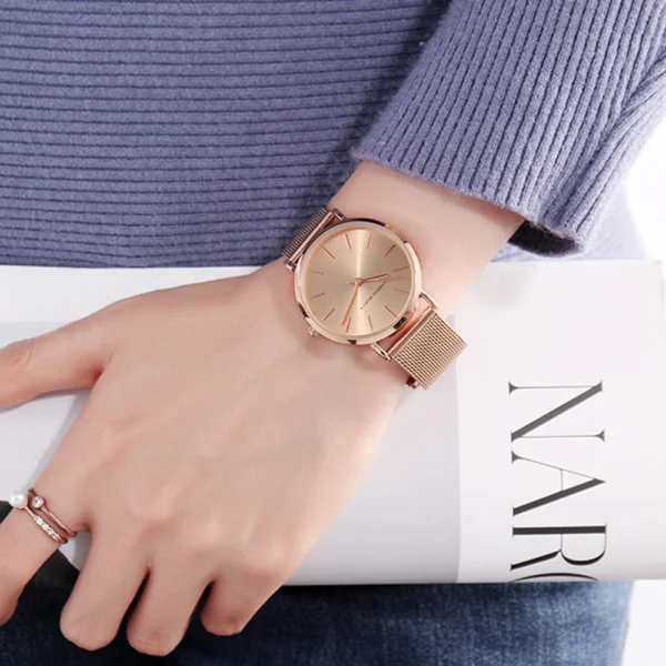 Quality Stainless Steel Band Japan Quartz Movement Waterproof Women Full Rose Gold Ladies Luxury Wrist Watch