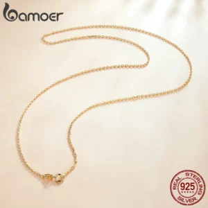 BAMOER Classic Basic Chain 100% 925 Sterling Silver Lobster Clasp Adjustable Necklace Chain Fashion Jewelry for Women