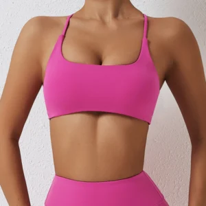 NCLAGEN Ladies Sports Bra Sexy Criss Cross Straps Back High Support Impact Yoga Underwear Running Fitness Gym Padded Bralette