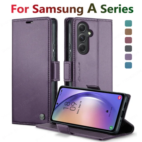 Luxury Leather Wallet Case for Samsung Galaxy A54 55 53 52 71 72 73 51 34 32 15 Series Mobile Phone Case Card Slots Flip Cover - Image 2