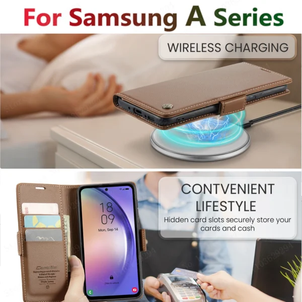 Luxury Leather Wallet Case for Samsung Galaxy A54 55 53 52 71 72 73 51 34 32 15 Series Mobile Phone Case Card Slots Flip Cover - Image 4