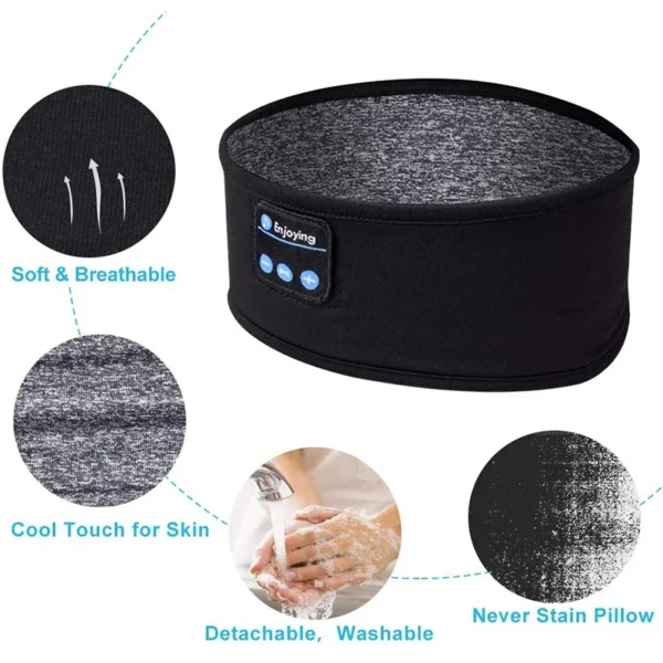 Wireless Bluetooth Headband Sleeping Headphones Sports Earphone Music Hat with Thin HD Stereo Speakers Eye Mask for Side Sleeper - Image 6