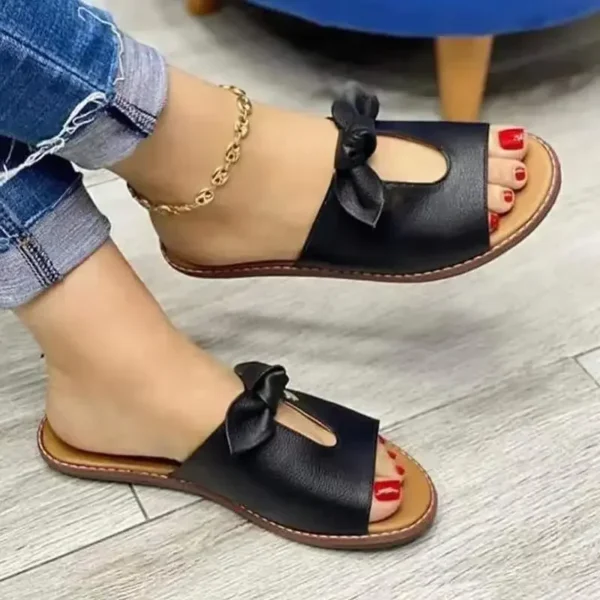 Summer Women Slippers Shoes Cute Butterfly-Knot Flats Casual Sandals Solid Color Beach Sandals Zapatillas Mujer Chaussure Femme - Image 3