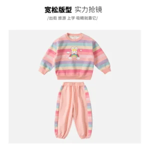 2024 Girls Suit Kids Long Sleeve Cartoon Hoodies+Long Pants 2pcs Set Child Sports Clothing Casual Girls Outfits