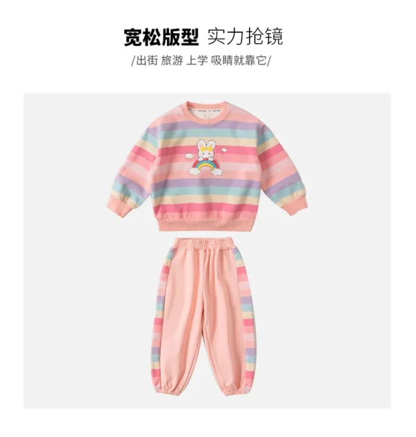 2024 Girls Suit Kids Long Sleeve Cartoon Hoodies+Long Pants 2pcs Set Child Sports Clothing Casual Girls Outfits