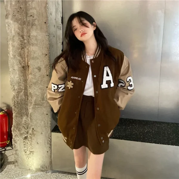 Cross-border Women's Autumn/winter New Style Loose Fit Vintage Unique Sweatshirt Jacket For Couples Baseball Uniform Wholesale