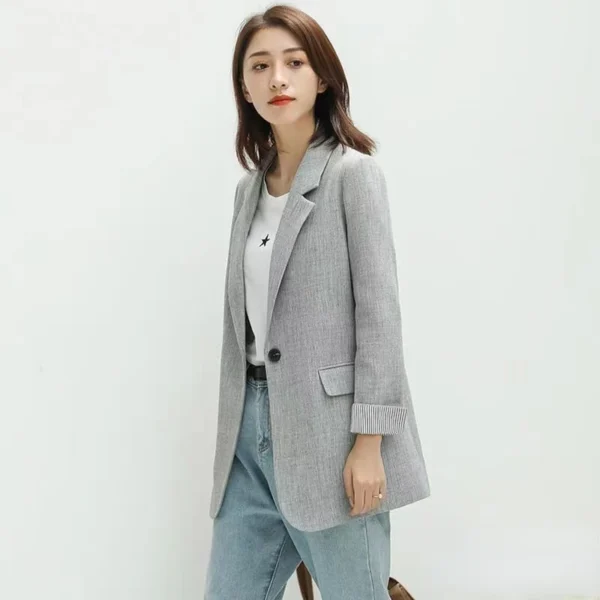 2023 Fashion Business Solid Blazer Women's Work Office Women's Long Sleeve Spring Casual Blazer New Women's Coat Jacket Korean - Image 2