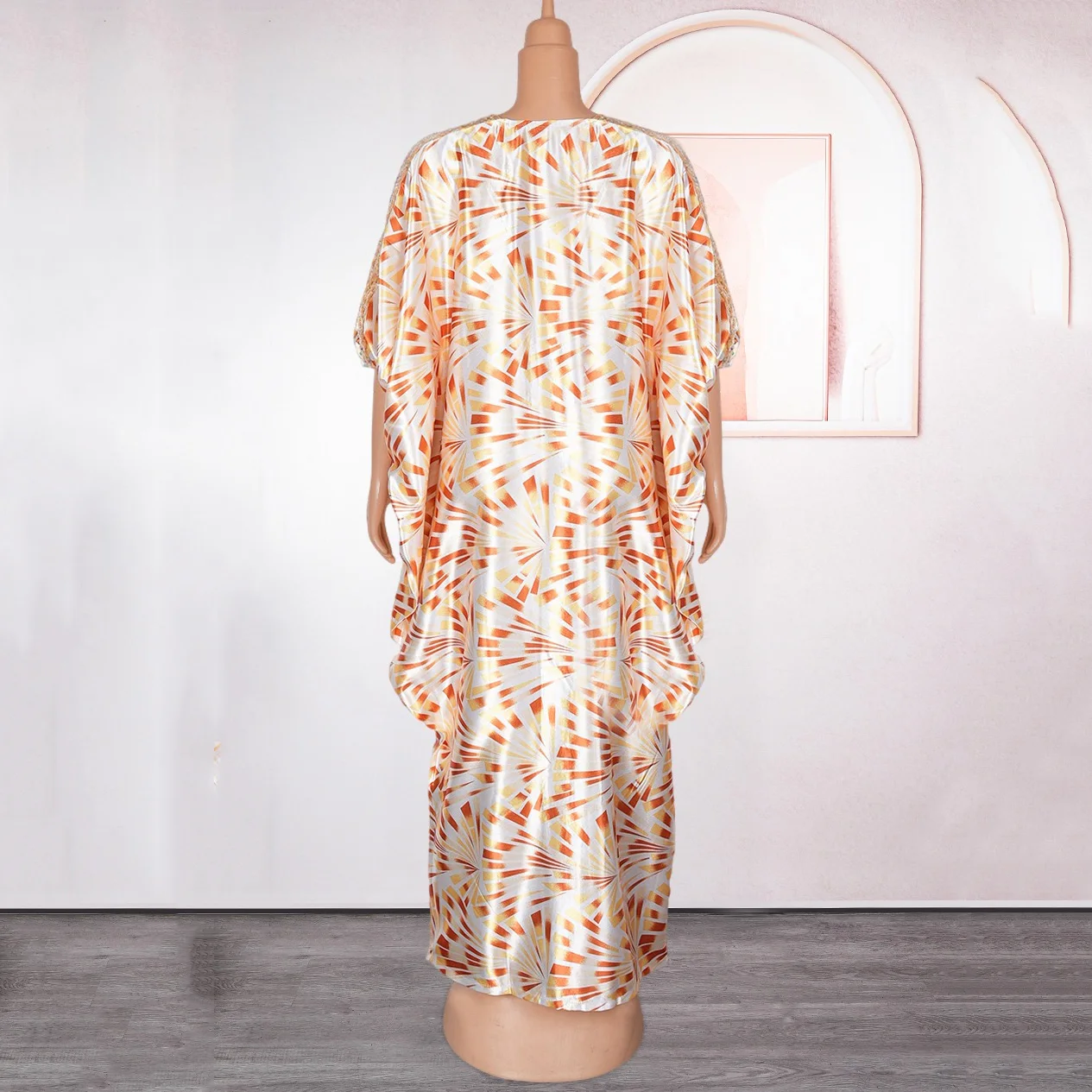 Muslim Party Dress Women Elegant Luxury 2024 V Neck Batwing Sleeve Sequined Loose Birthday Party Dinner Dress ClothFloor Length - Image 3